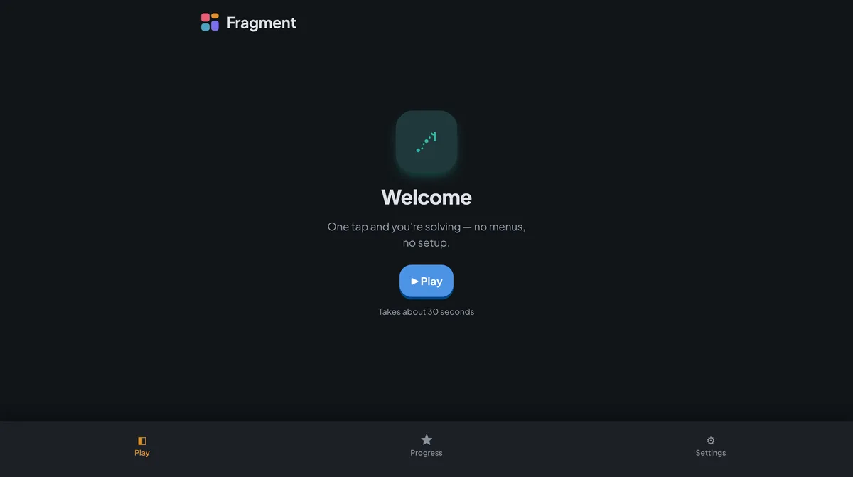Welcome screen