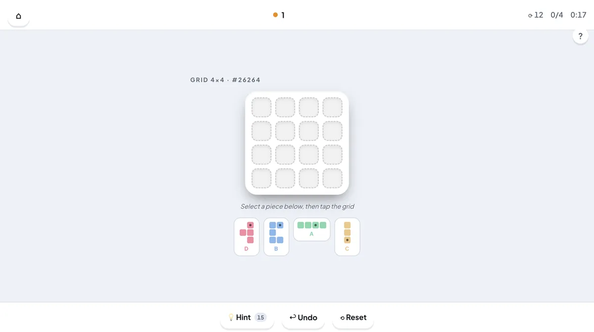 Grid puzzle mid-solve